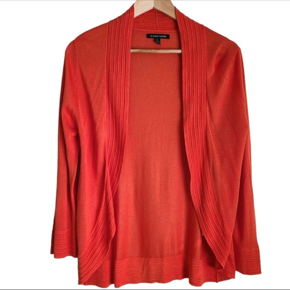 stitch fix 41 hawthorn ajana textured hem open cardigan orange size medium